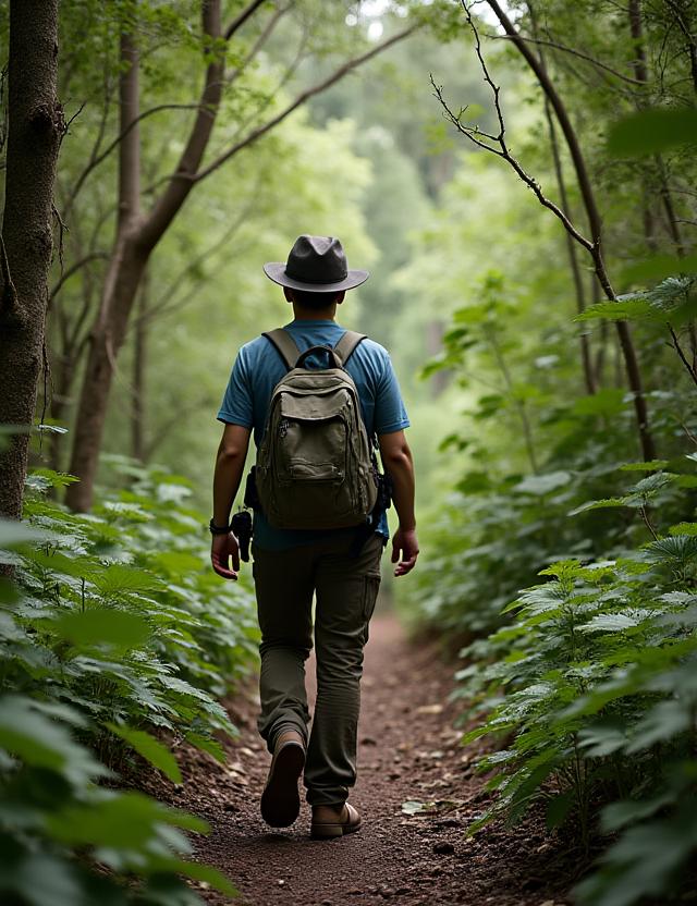 Guía local en sendero de bosque nativo